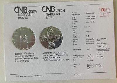 Certifikát: Pamětní mince 200kč / ČS červený kříž!