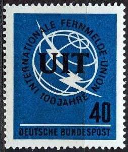 BUNDESPOST: MiNr.476 ITU Emblem 40pf, Centenary of the ITU ** 1965
