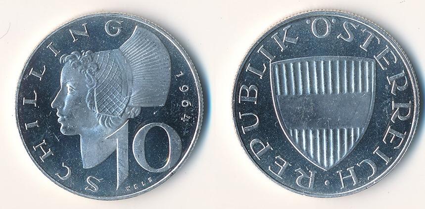 Rakúsko 10 šilingov 1964 - Numizmatika