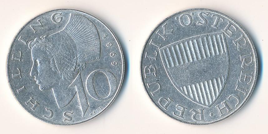 Rakúsko 10 šilingov 1969 - Numizmatika