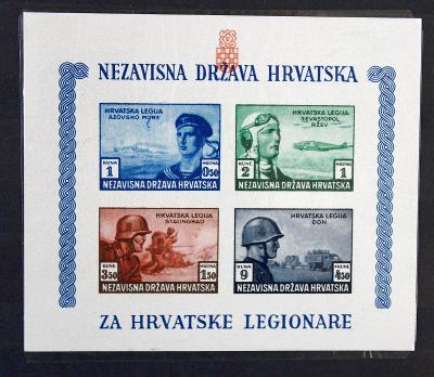 HRVATSKA (Chorvatsko) 1943,  aršík Legionáři (1a)