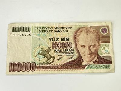 Bankovka 100000 Türk Lirasi E70 676736 - 1970