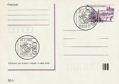 CDV 192 Praha s různými razítky z roku 1988, 28 ks různých lístků