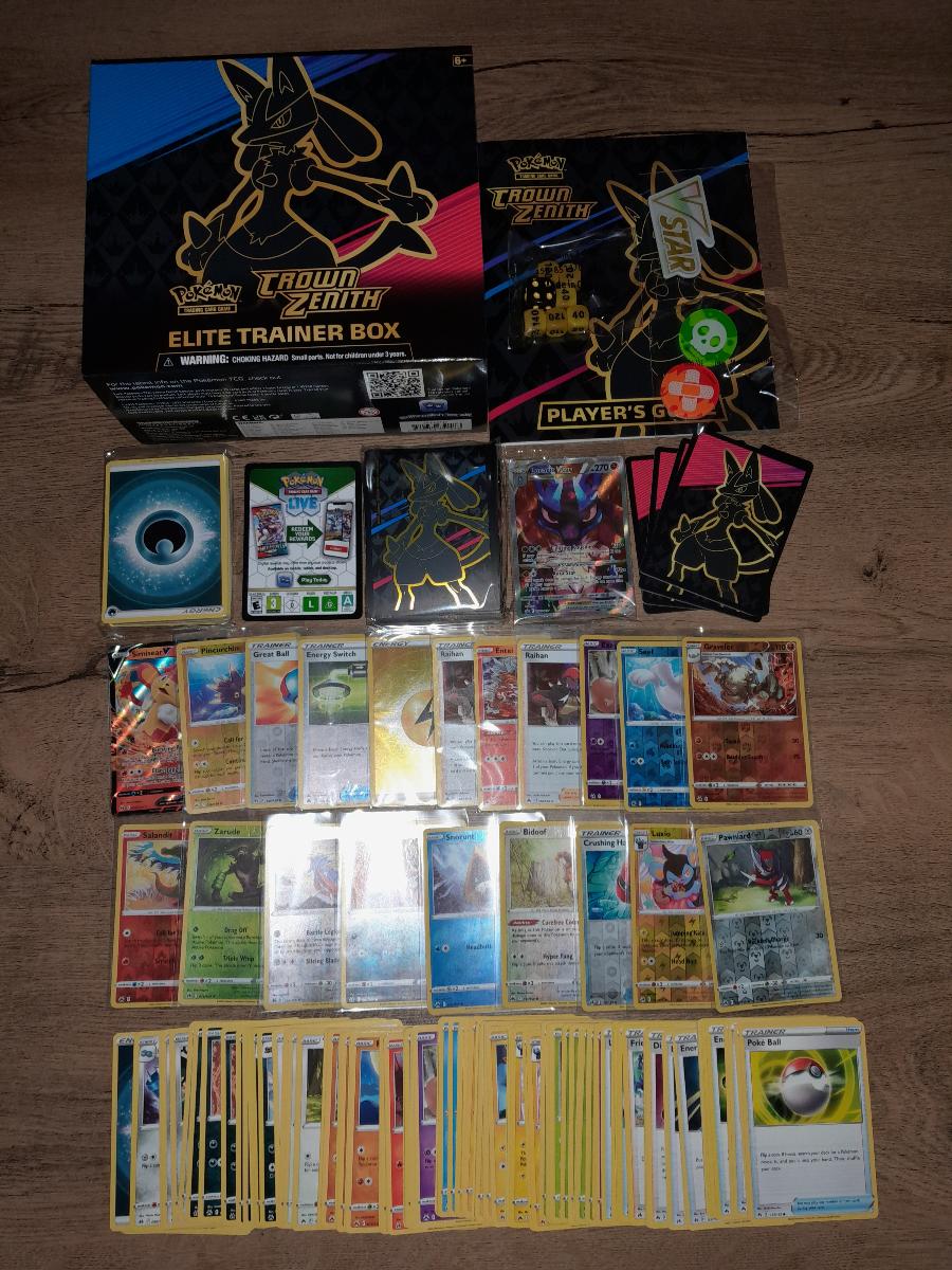 Pokémon ETB box : Crown Zenith (bez booster) + karty zo setu 122 ks - Zábava