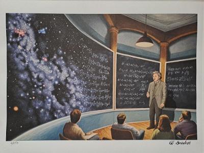 Rob Gonsalves - Chalkboard Universe - litografie