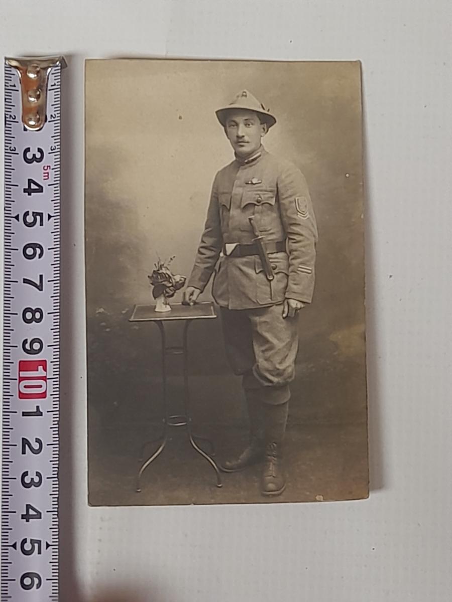 Starožitná fotografia vojaka, fotograf A. Hampl v Čermnej - Zberateľstvo