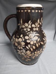 👍 Starý starožitný velký džbán, pivo - 5 litrů, keramika, kamenina👍