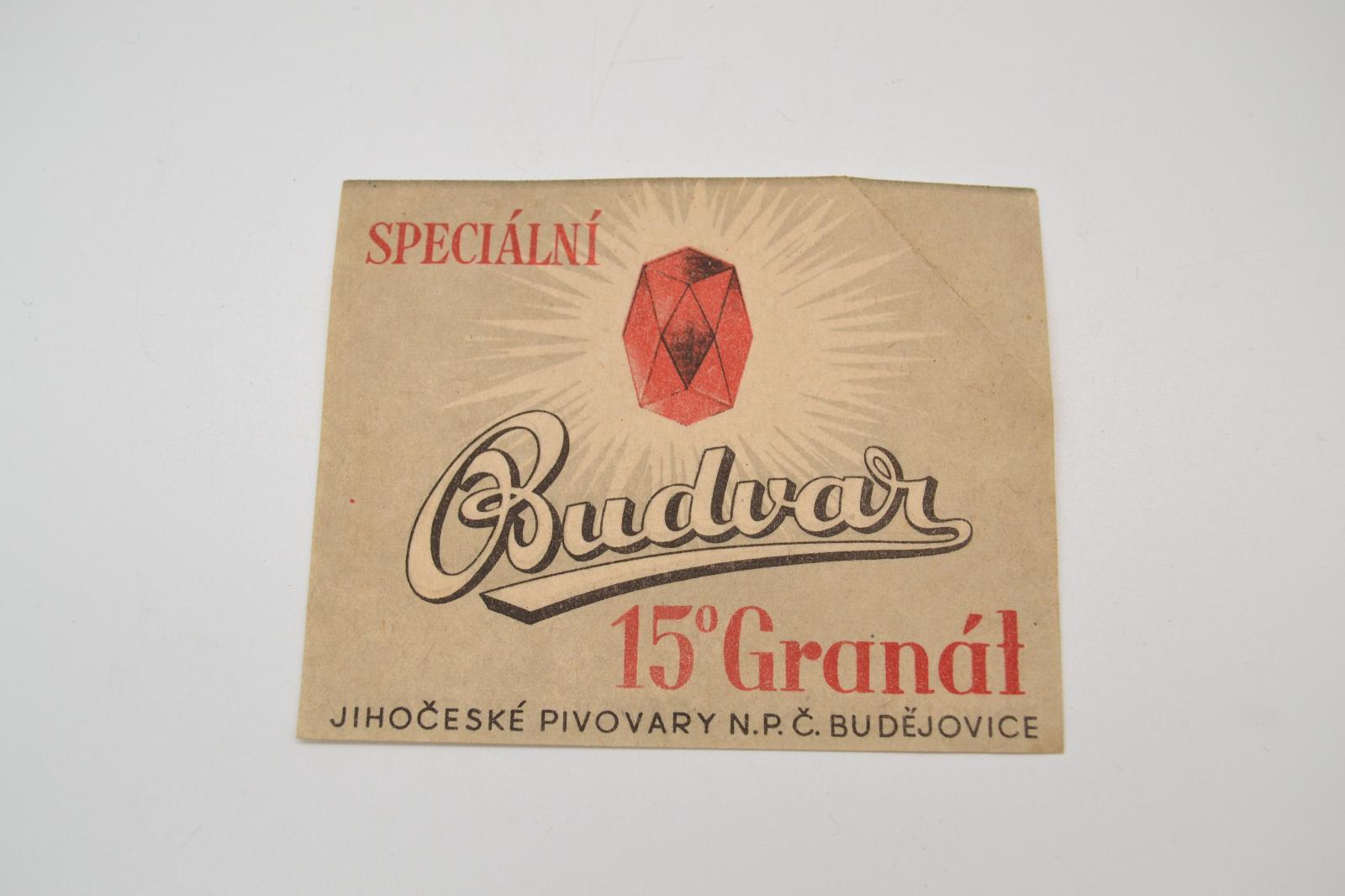 Pivná etiketa č.16 - Budvar - Špeciálna 15° Granát - Pivné etikety