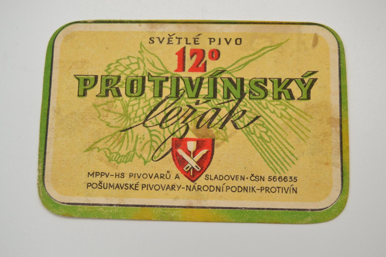 Pivná etiketa č.19 - Protivínsky ležiak 12° - Pivné etikety