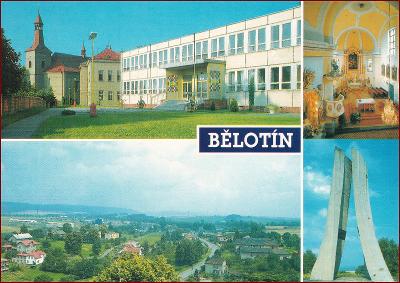 Bělotín * škola, kostel, rozvodí, části obce,okénková * Přerov * B1200