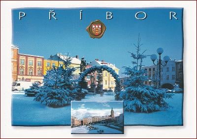 Příbor * erb, heraldika, náměstí S. Freuda, zima * Nový Jičín * B1203