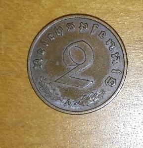 Německo, Deutsches Reichs, 2 pfennig ,1938, značen A