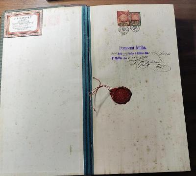 Stará účetní pomocná kniha čistá s pečetí a kolky FÚ Praha 1905