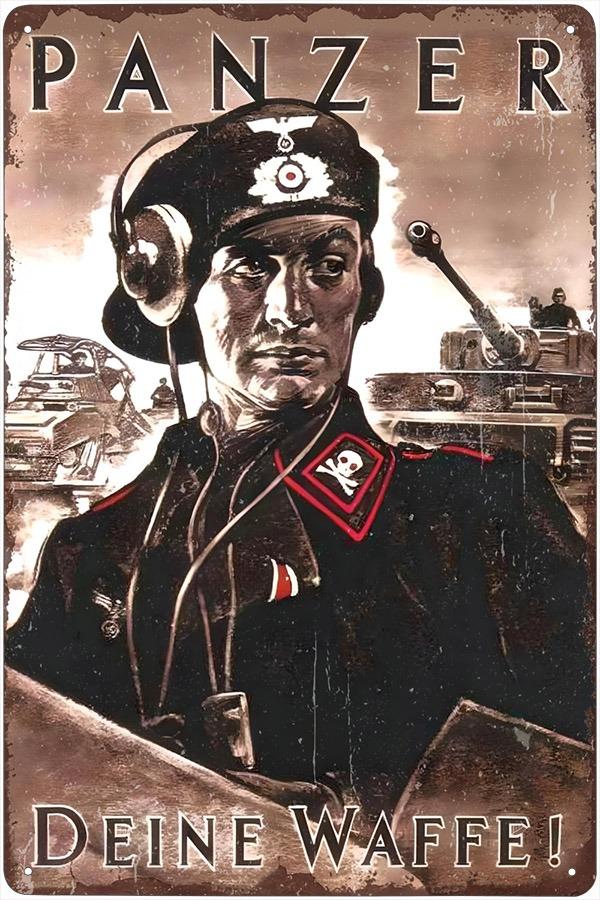 plechová ceduľa: Panzer - Deine Waffe! (vojnová propaganda) - Vojenské zberateľské predmety