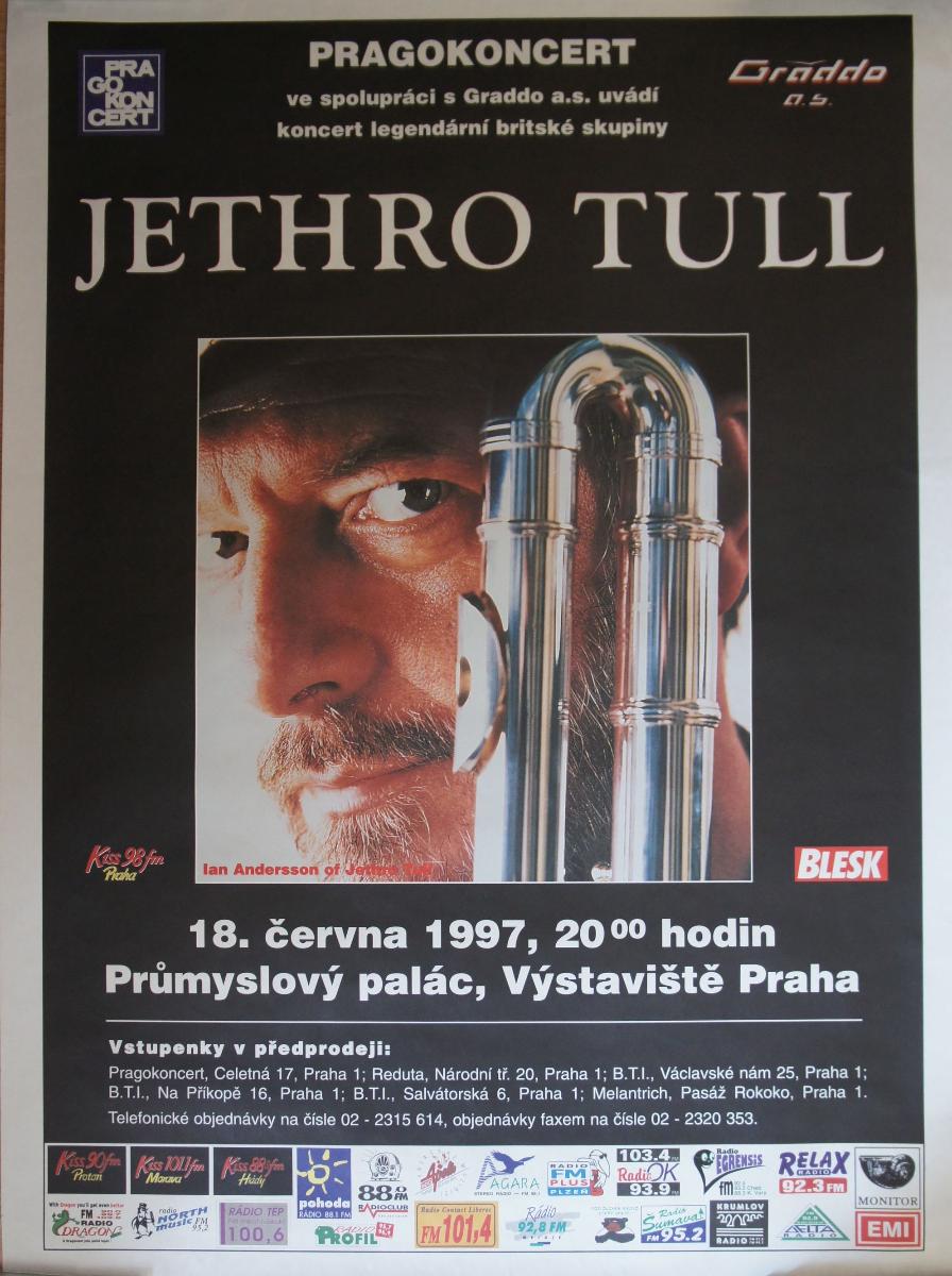 ORIGINAL POSTER JETHRO TULL PRAHA 18.6.1997 Raritný! - Hudba