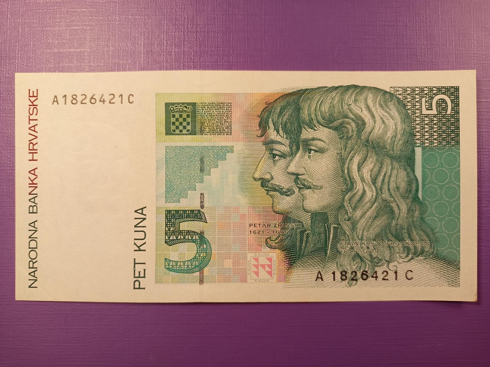 Chorvátsko 5 kún 1993 krásna - Bankovky