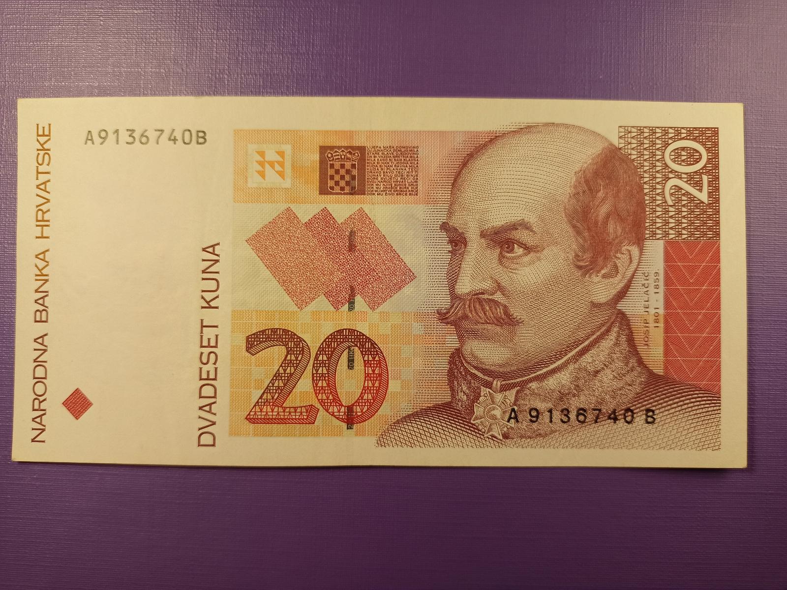 Chorvátsko 20 kún1993 - Bankovky