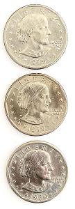 Lot (3 ks ) One Dollar, 1979, 1980 USA