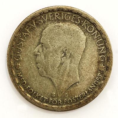 Stříbrná 1 Koruna  – Gustav V., 1944 G Švédsko