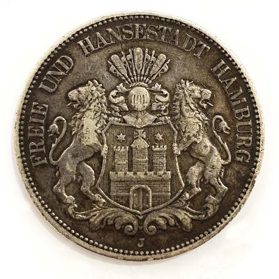 Stříbrná 5 Marka 1899 J Hamburg Německá říše