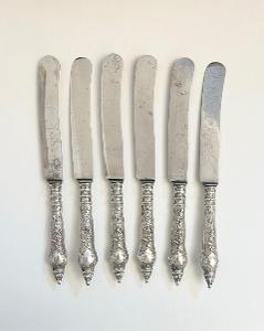 Šest dezertních příborů, rukojeť stříbro