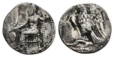Řecko Stříbrný obol Obol. CILICIA 4. - 1. století př. n. l.  VZÁCNÝ!!