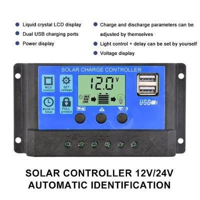 Solární regulátor nabíjení 12V/24V PWM 30A