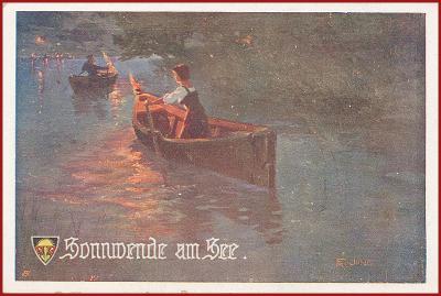 Schulverein nr. 644 * žena, loďka, oheň, noční krajina * M4418