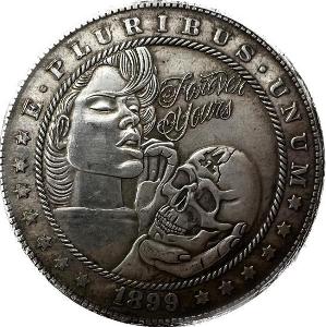 Mince E pluribus unum s vyobrazením dámy s lebkou