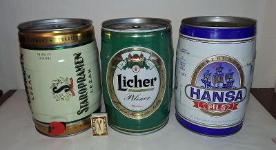 3x pivní soudek Staropramen, Licher, Hansa, pozůstalost