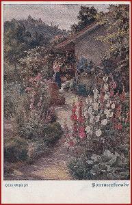 Schulverein nr. 945 * žena, květiny, zahrada, městský motiv * M4703