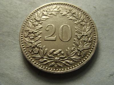 Švýcarsko, 20 Rappen z roku 1899 B
