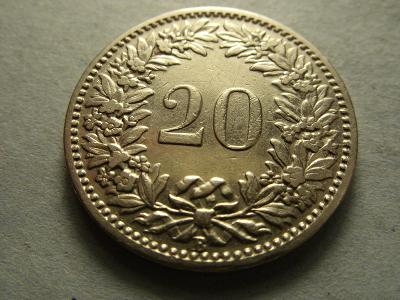 Švýcarsko, 20 Rappen z roku 1902 B