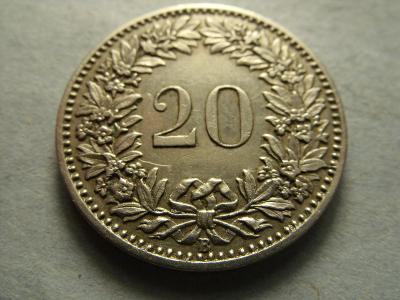 Švýcarsko, 20 Rappen z roku 1906 B