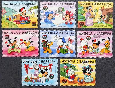 Disney Antigua Barbuda dětské, Vánoce, kompletní série 8ks známek