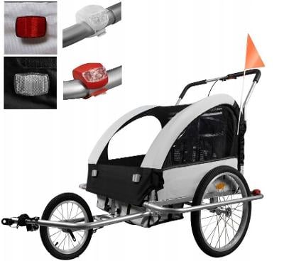 Malatec vozík za kolo pro děti s odpružením šedý 14746