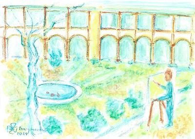 Pansymarie:  Vincent van Gogh maluje zahradu chorobince v Arles, ilust