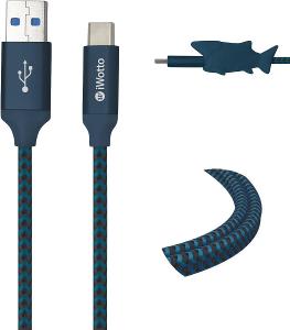 Rýchlonabíjací kábel USB/USB C /modročierna/nylon/1ks/ od 1kč |001|