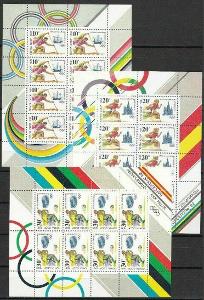 SSSR Sovětský svaz 1991 Známky aršík 6225-6227 ** sport Olympiáda