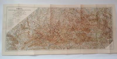 Mapa ŠUMAVA České a Bavorské turistické cesty 1:200.000 r.1926
