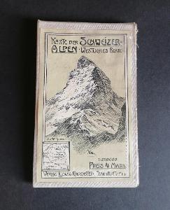 Mapa na plátně Švýcarské Alpy 1:250.000 r.1913
