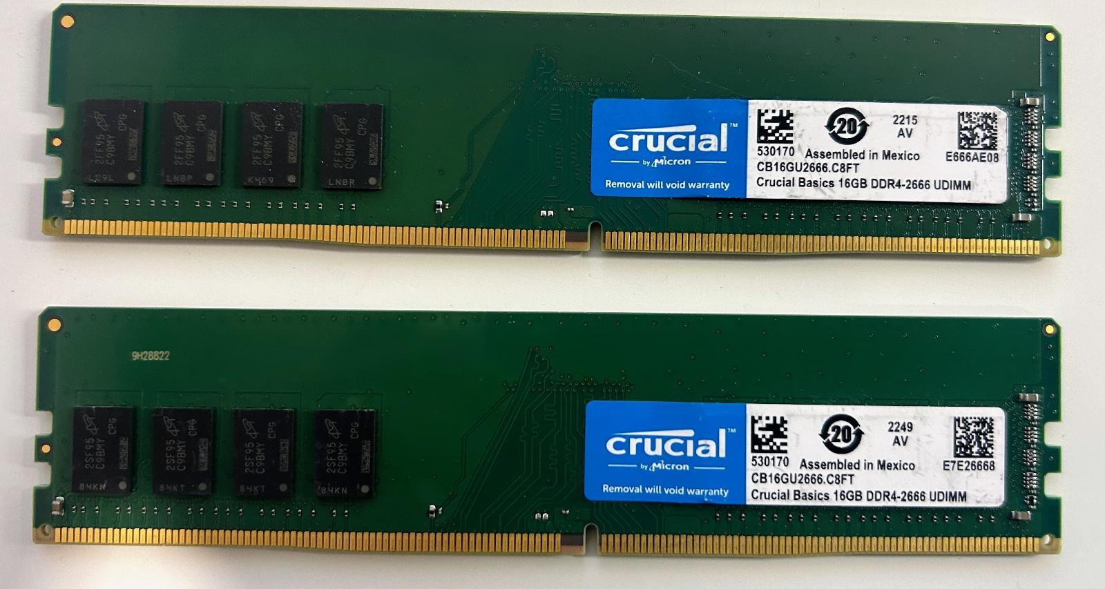 DDR4 16GB 2666MHz Crucial - Málo používané 100% funkční - Počítače a hry