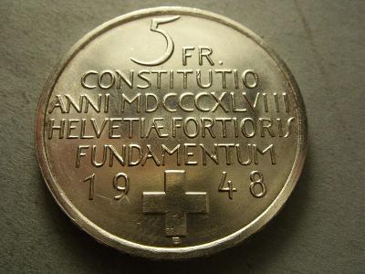 Švýcarsko, 5 Franků z roku 1948 B 100 let federálního státu