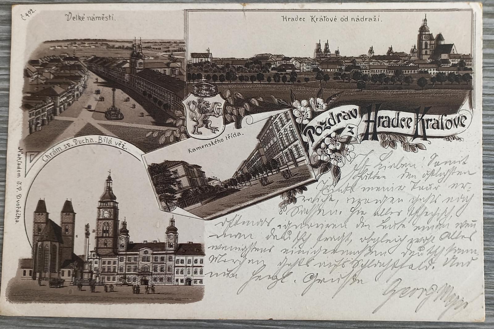Hradec Králi - pekné litho - ulice, kostoly - 1897! - Pohľadnice miestopis