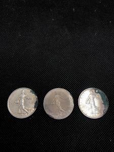 St. stříbrné mince 5 Franků, 3x 1962, č. 6264, 6271, 6261