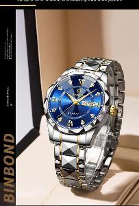 Pánské luxusní hodinky modrá zlatá