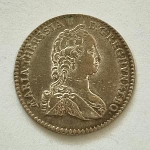 Stříbrný 6  krejcar 1744,  Hall, Marie Terezie. 