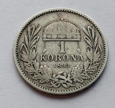 1 Koruna 1893 KB. Ag..