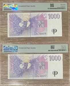Duo R45 1070,77 výroční bankovka ČNB 1000Kč 2023 s přítiskem UNC