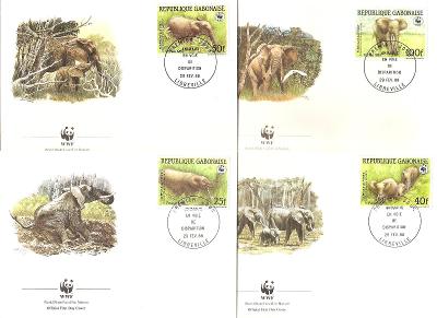 WWF 1988 - Gabon - slon africký pralesní - kompletní FDC (384 Kč)